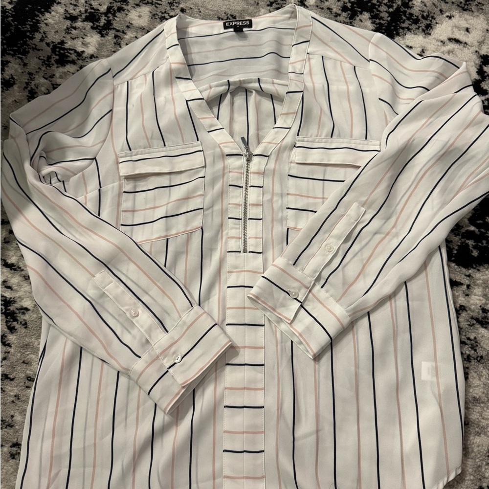 Express White Striped Women's Blouse